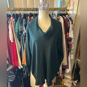 Cable & Gauge Forest Green Cowl Neck Sweater